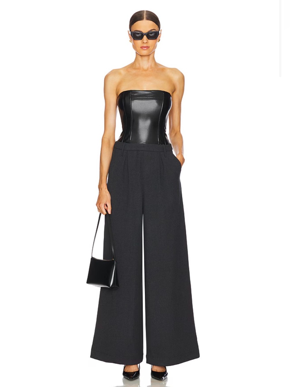 WeWoreWhat Black Wide Leg Pants with High Waist